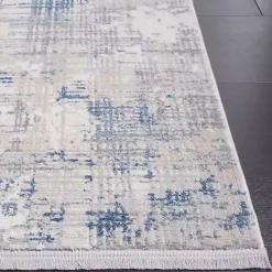 Gray and Blue Whisper Abstract Area Rug, 6x6