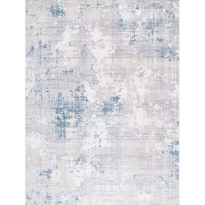 Gray and Blue Whisper Abstract Area Rug, 8x10