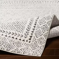 Gray and Cream Border Harrah Area Rug, 5x7