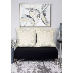 Gray and Gold Abstract Framed Canvas Art Print