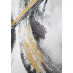 Gray and Gold Abstract Framed Canvas Art Print