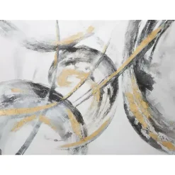 Gray and Gold Abstract Framed Canvas Art Print