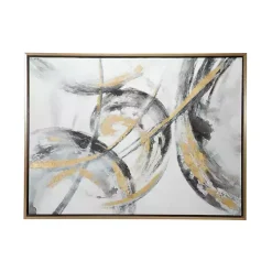 Gray and Gold Abstract Framed Canvas Art Print