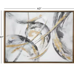 Gray and Gold Abstract Framed Canvas Art Print