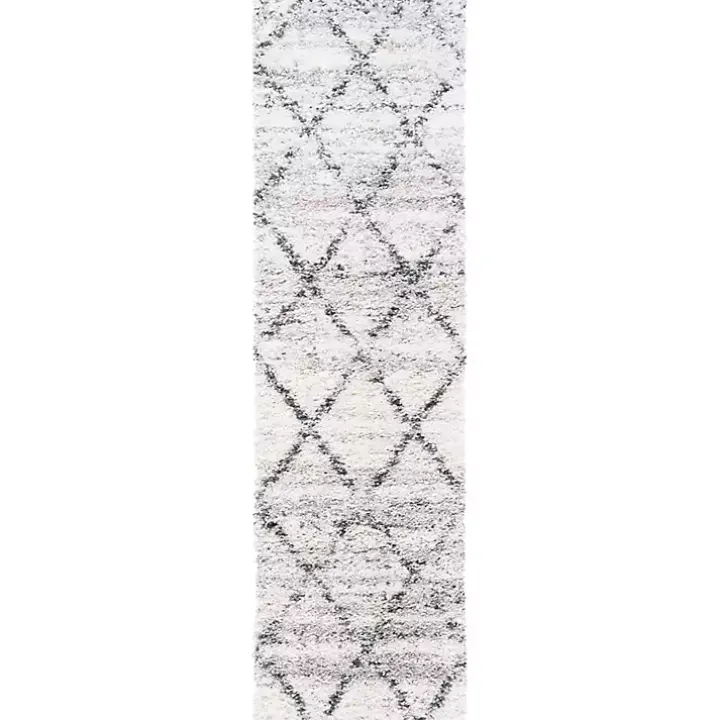 Gray and Ivory Fontana Shag Runner, 2x8