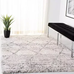 Gray and Ivory Fontana Shag Area Rug, 5x7