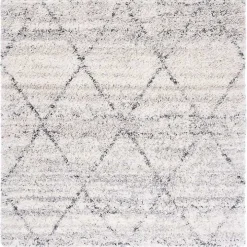 Gray and Ivory Fontana Shag Area Rug, 6x6