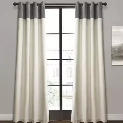 Gray and Ivory Millie Curtain Panel Set, 84 in.