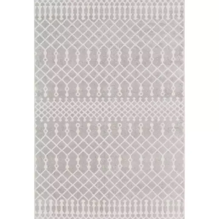 Gray and Ivory Moroccan Trellis Area Rug, 3x5