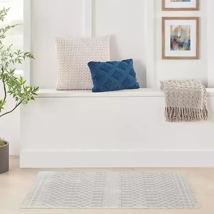 Gray and Ivory Moroccan Trellis Area Rug, 3x5