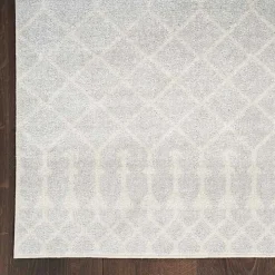 Gray and Ivory Moroccan Trellis Area Rug, 7x9