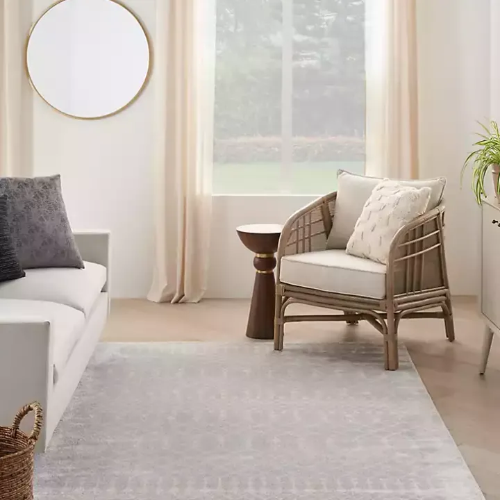 Gray and Ivory Moroccan Trellis Area Rug, 7x9