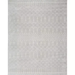 Gray and Ivory Moroccan Trellis Area Rug, 9x12