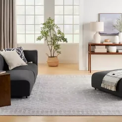 Gray and Ivory Moroccan Trellis Area Rug, 9x12