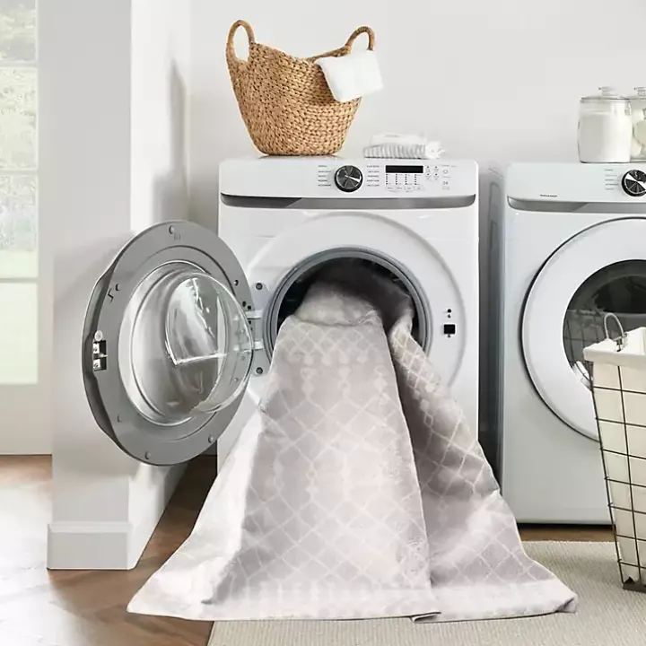 Gray and Ivory Moroccan Trellis Area Rug, 9x12