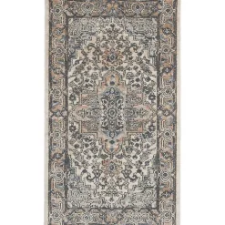 Gray and Ivory Nadia Medallion Area Rug, 2x4