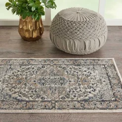 Gray and Ivory Nadia Medallion Area Rug, 2x4