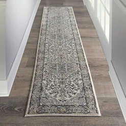 Gray and Ivory Nadia Medallion Runner, 2x10