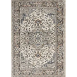 Gray and Ivory Nadia Medallion Area Rug, 4x6