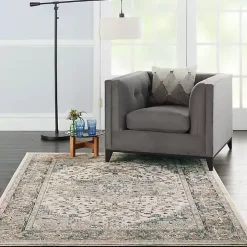 Gray and Ivory Nadia Medallion Area Rug, 4x6