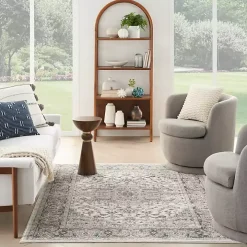 Gray and Ivory Nadia Medallion Area Rug, 5x7