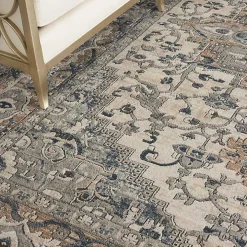 Gray and Ivory Nadia Medallion Area Rug, 7x9