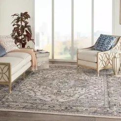 Gray and Ivory Nadia Medallion Area Rug, 7x9