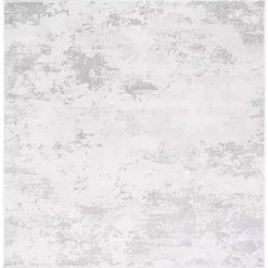 Gray and Ivory Whisper Abstract Area Rug, 6x6