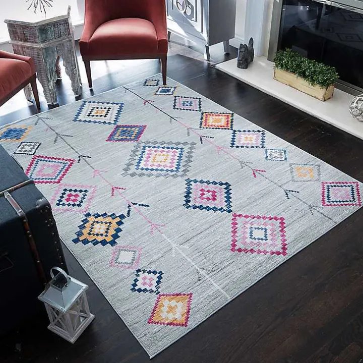 Gray and Multicolor Aztec Area Rug, 8x10