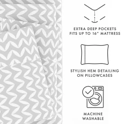 Gray and White Chevron 3-pc. Twin Sheet Set