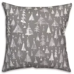 Gray and White Christmas Trees Pillow