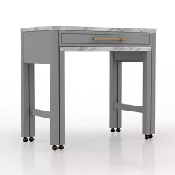 Gray and White Faux Marble Nested Counter Table