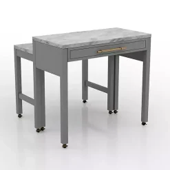 Gray and White Faux Marble Nested Counter Table