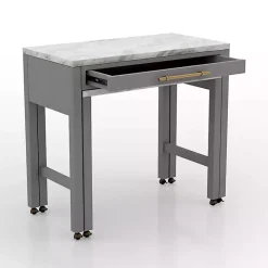 Gray and White Faux Marble Nested Counter Table