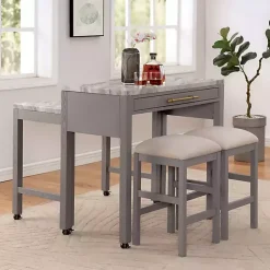 Gray and White Faux Marble Nested Counter Table