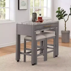 Gray and White Faux Marble Nested Counter Table