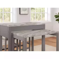 Gray and White Faux Marble Nested Counter Table