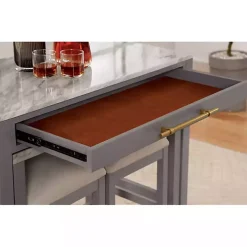 Gray and White Faux Marble Nested Counter Table