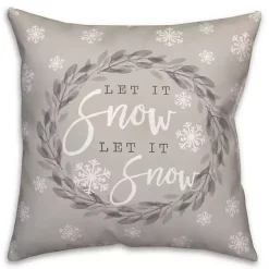 Gray and White Let it Snow Wreath Pillow