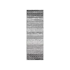 Gray and White Moroccan Pattern Runner, 2x10