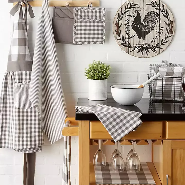 Gray and White Multiprint 4-pc. Pot Holder Set