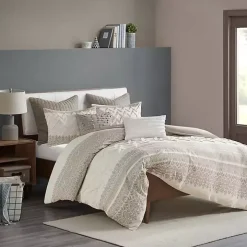 Gray and White 3-pc. Full/Queen Duvet Set