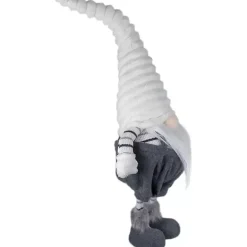Gray and White Ribbed Standing Gnome