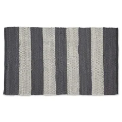 Gray and White Stripe Cotton Accent Rug, 2x3