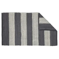 Gray and White Stripe Cotton Accent Rug, 2x3