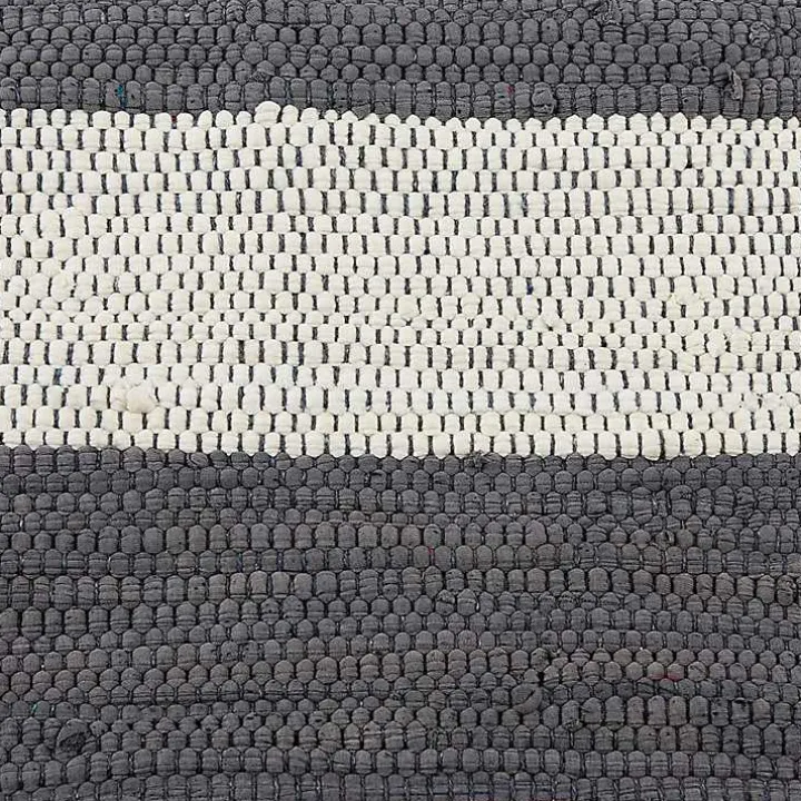 Gray and White Stripe Cotton Accent Rug, 2x3