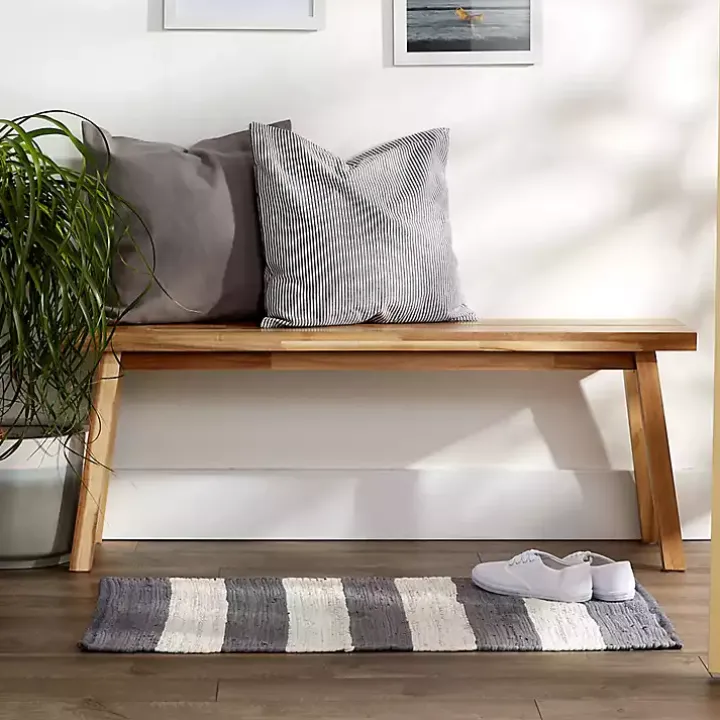 Gray and White Stripe Cotton Accent Rug, 2x3