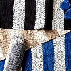 Gray and White Stripe Cotton Accent Rug, 2x3