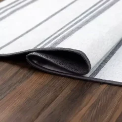 Gray and White Stripe Washable Area Rug, 5x7