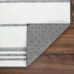 Gray and White Stripe Washable Area Rug, 5x7